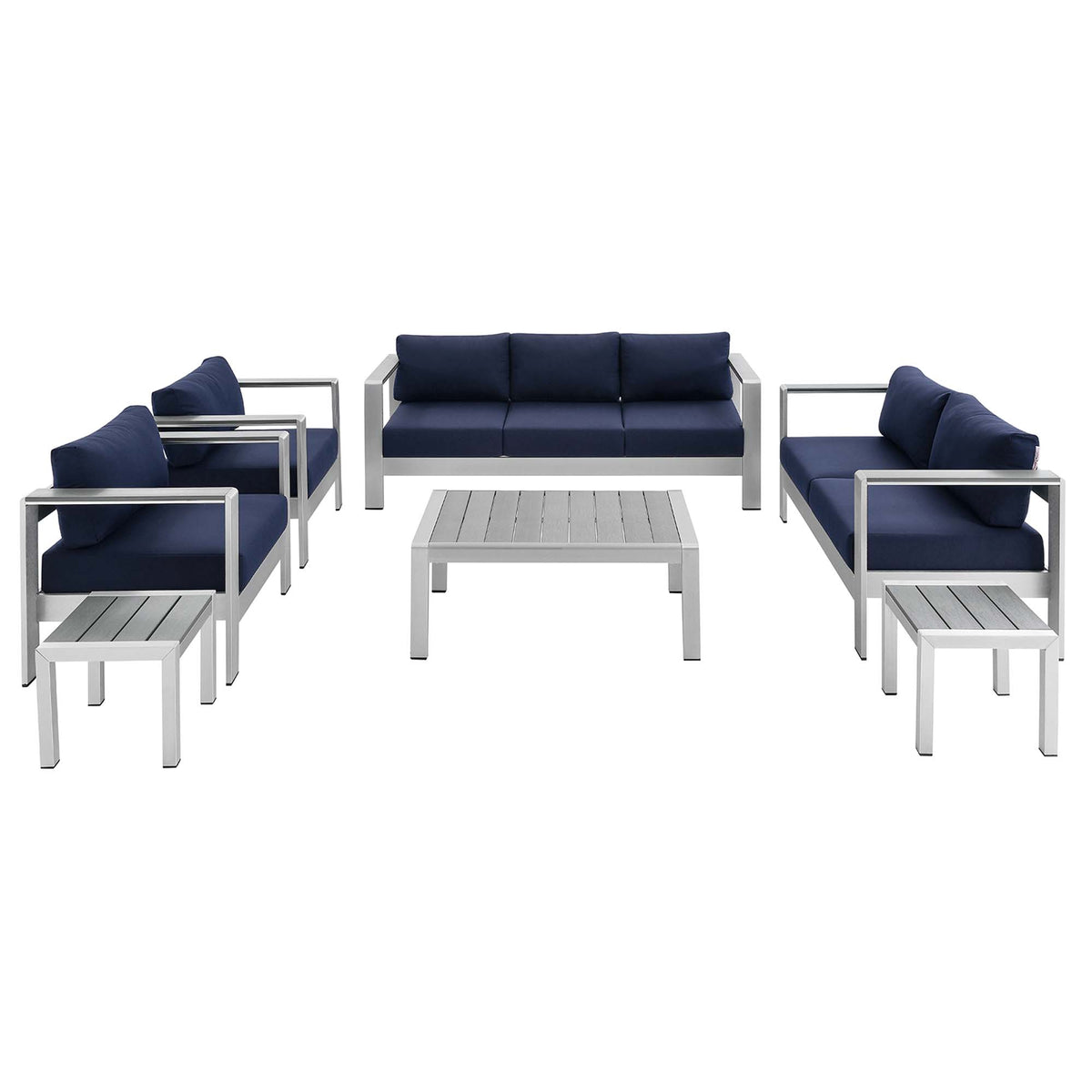 Shore 7 Piece Sunbrella® Fabric Outdoor Patio Aluminum Set by Modway