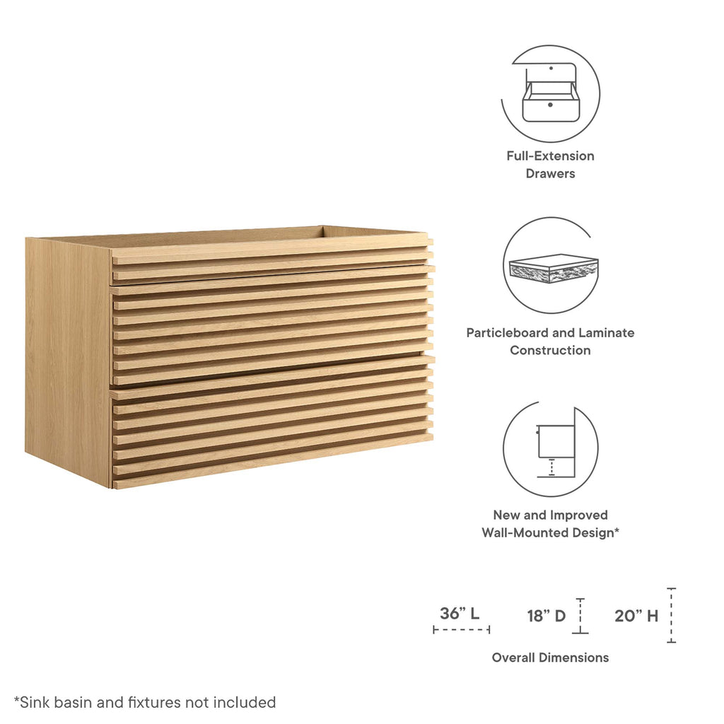 Render Wall-Mount Bathroom Vanity Cabinet (Sink Basin Not Included) by Modway