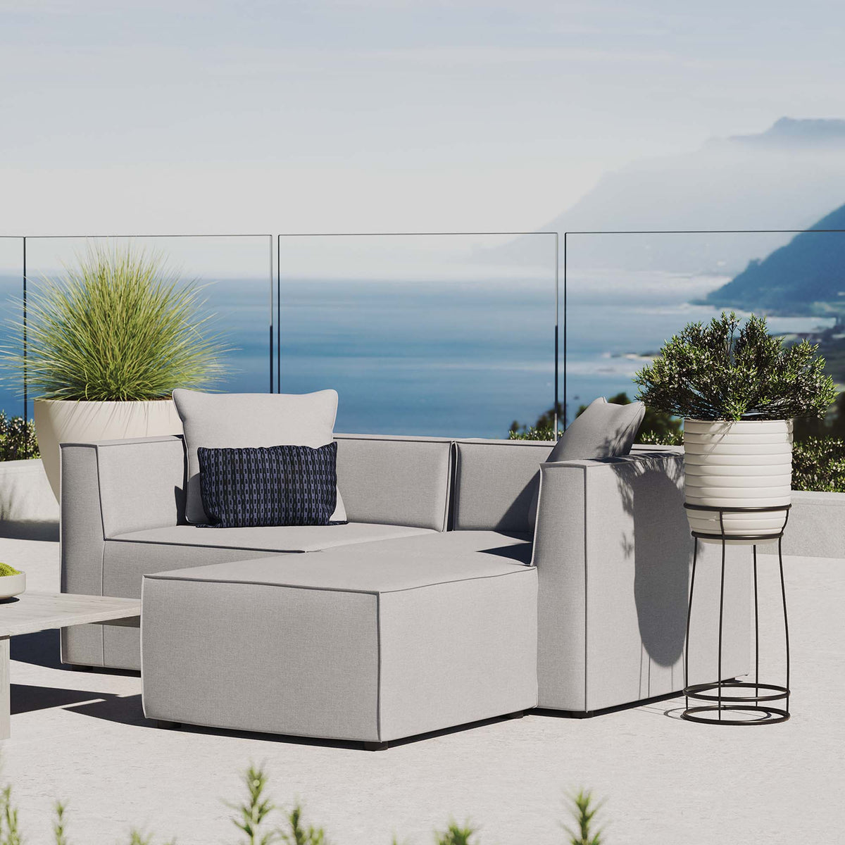 Saybrook Outdoor Patio Upholstered Loveseat and Ottoman Set by Modway