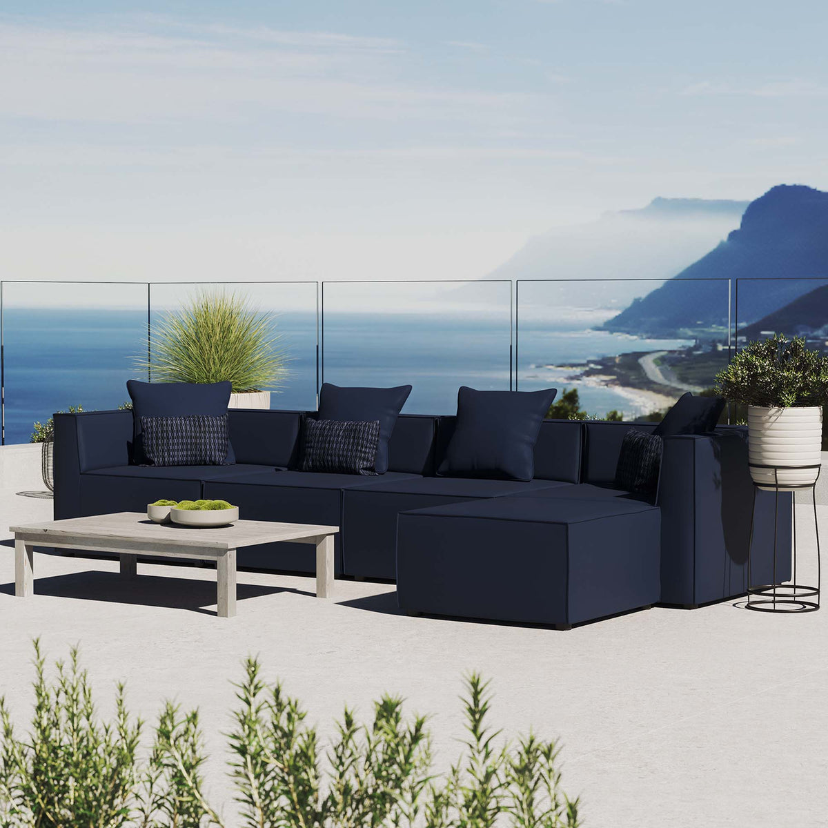 Saybrook 5-Piece Outdoor Patio Upholstered Sectional Sofa by Modway