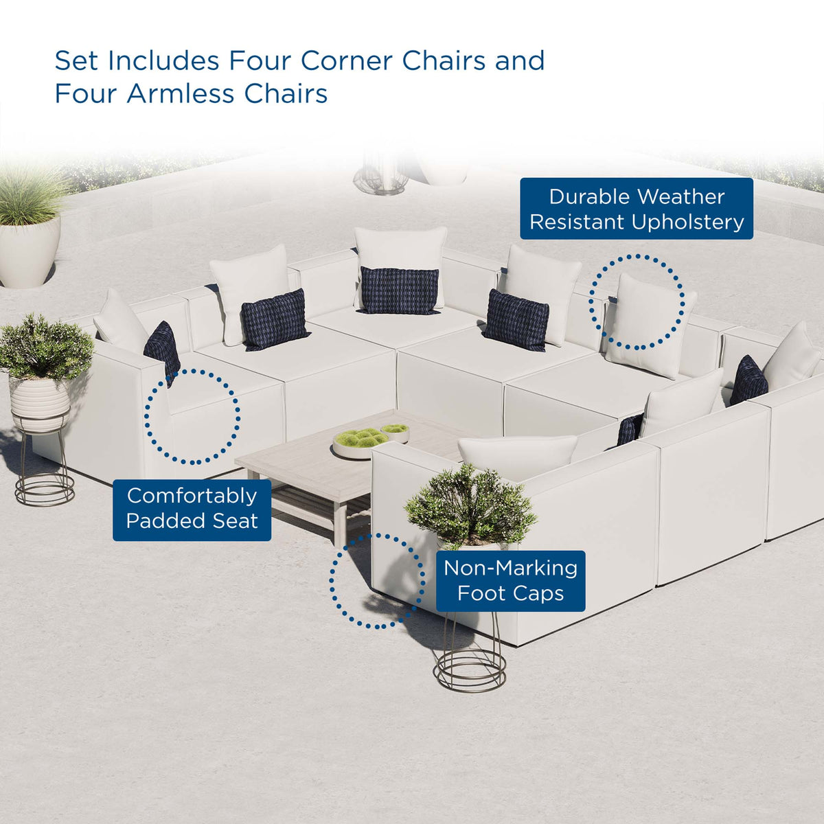 Saybrook 8-Piece Outdoor Patio Upholstered Sectional Sofa by Modway