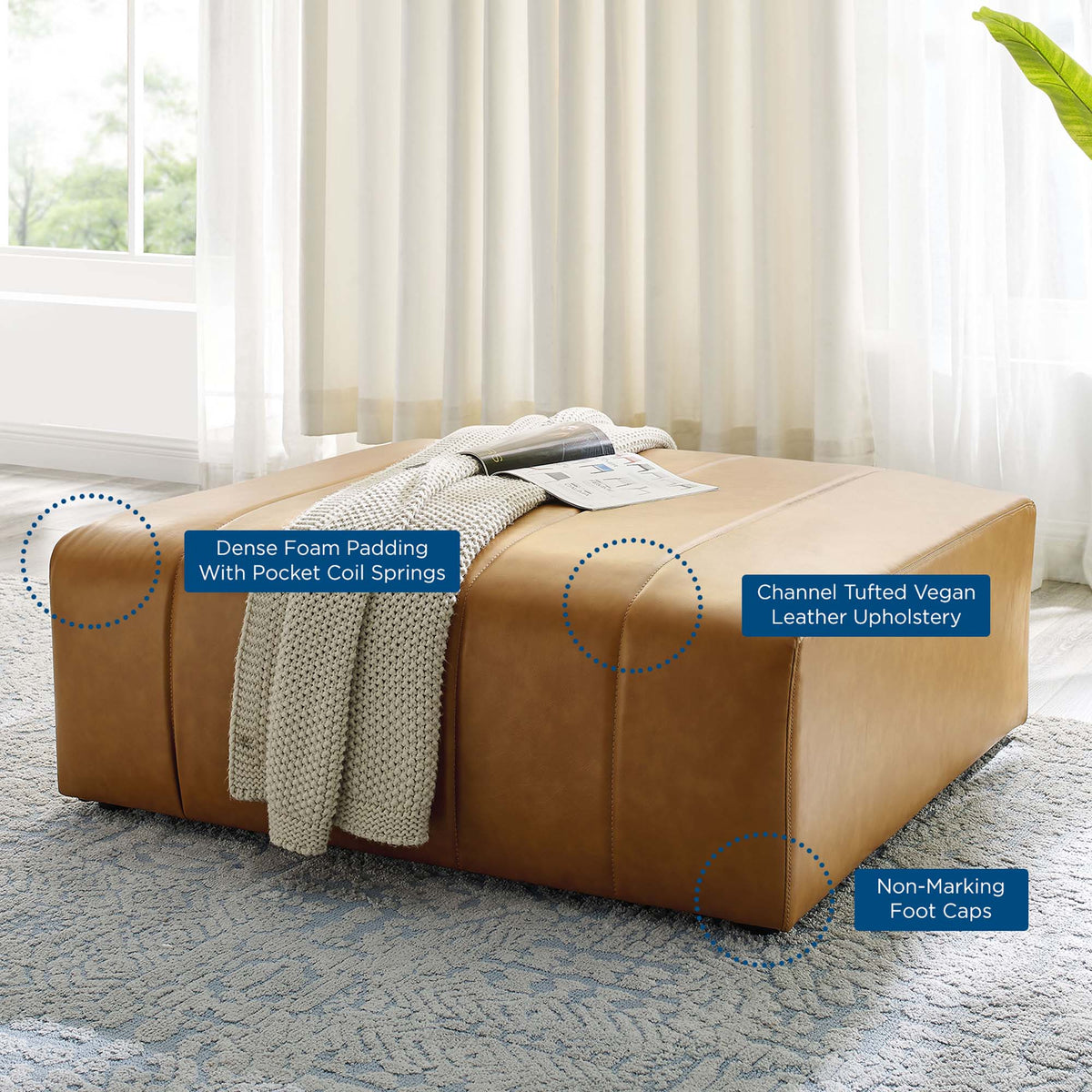 Bartlett Vegan Leather Ottoman by Modway