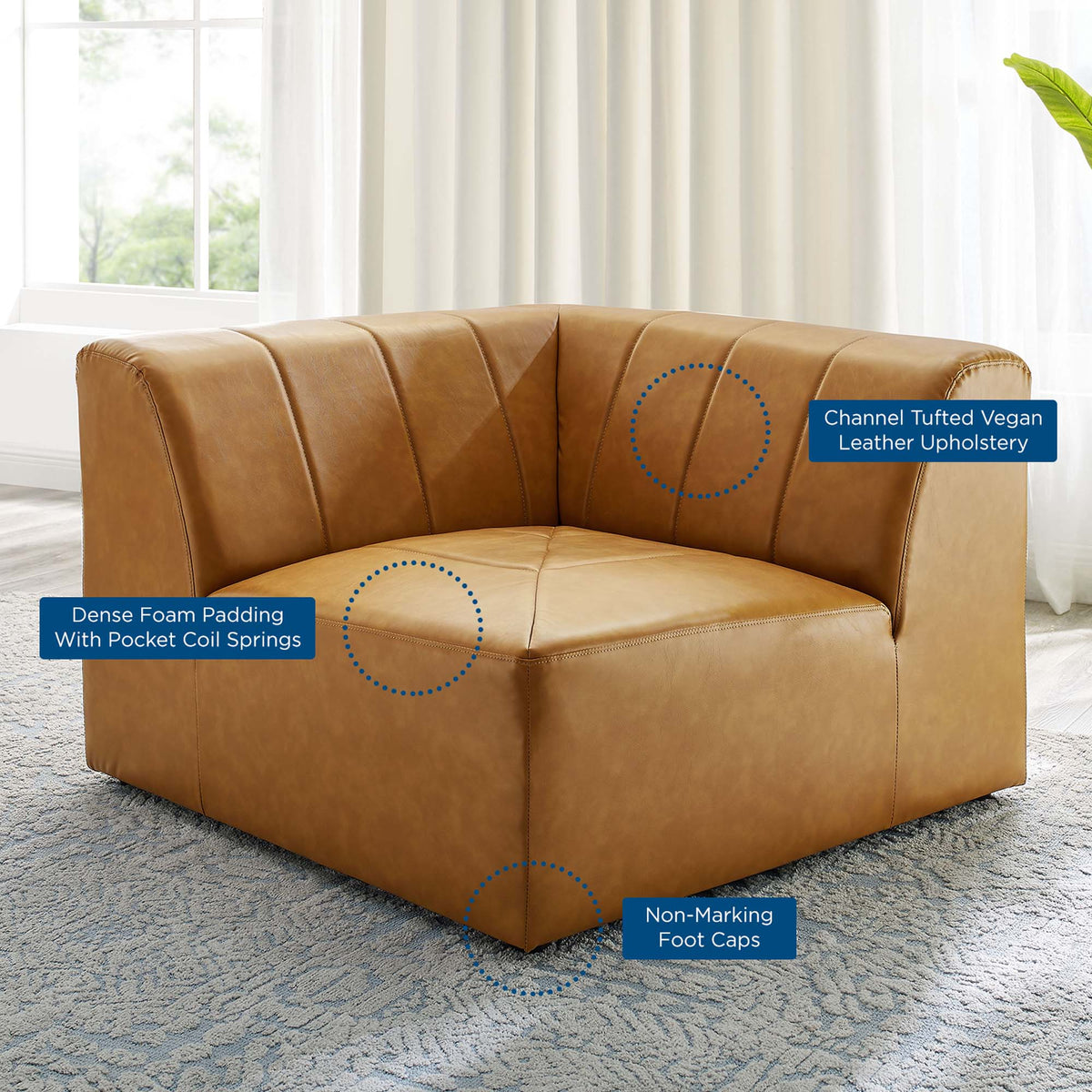 Bartlett Vegan Leather Corner Chair by Modway