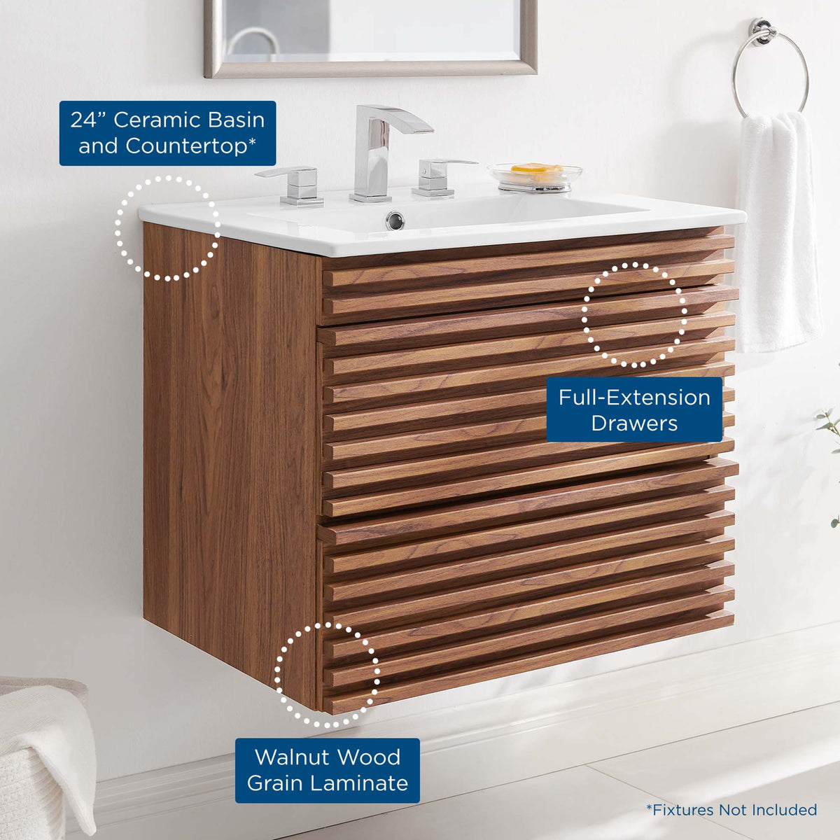 Render Wall-Mount Bathroom Vanity by Modway