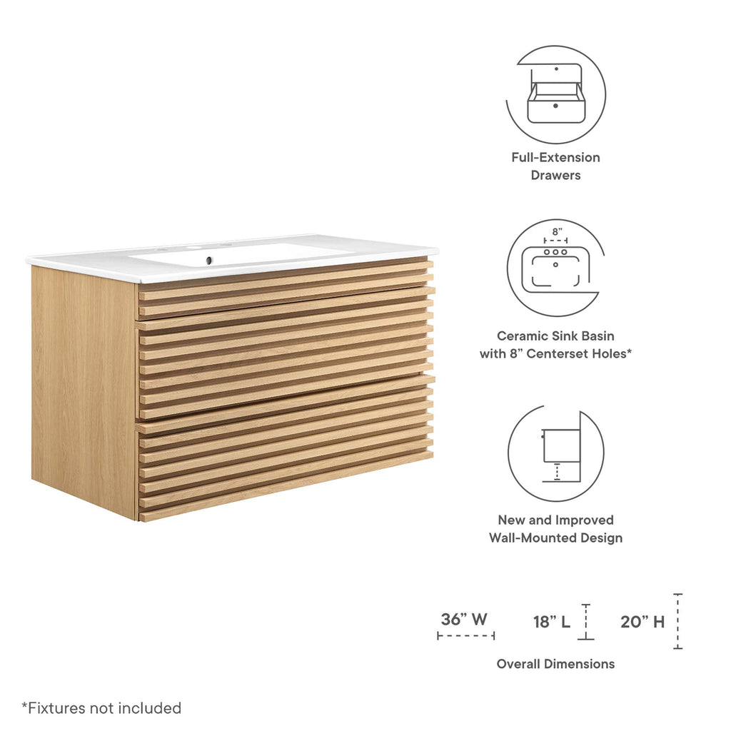 Render Wall-Mount Bathroom Vanity by Modway