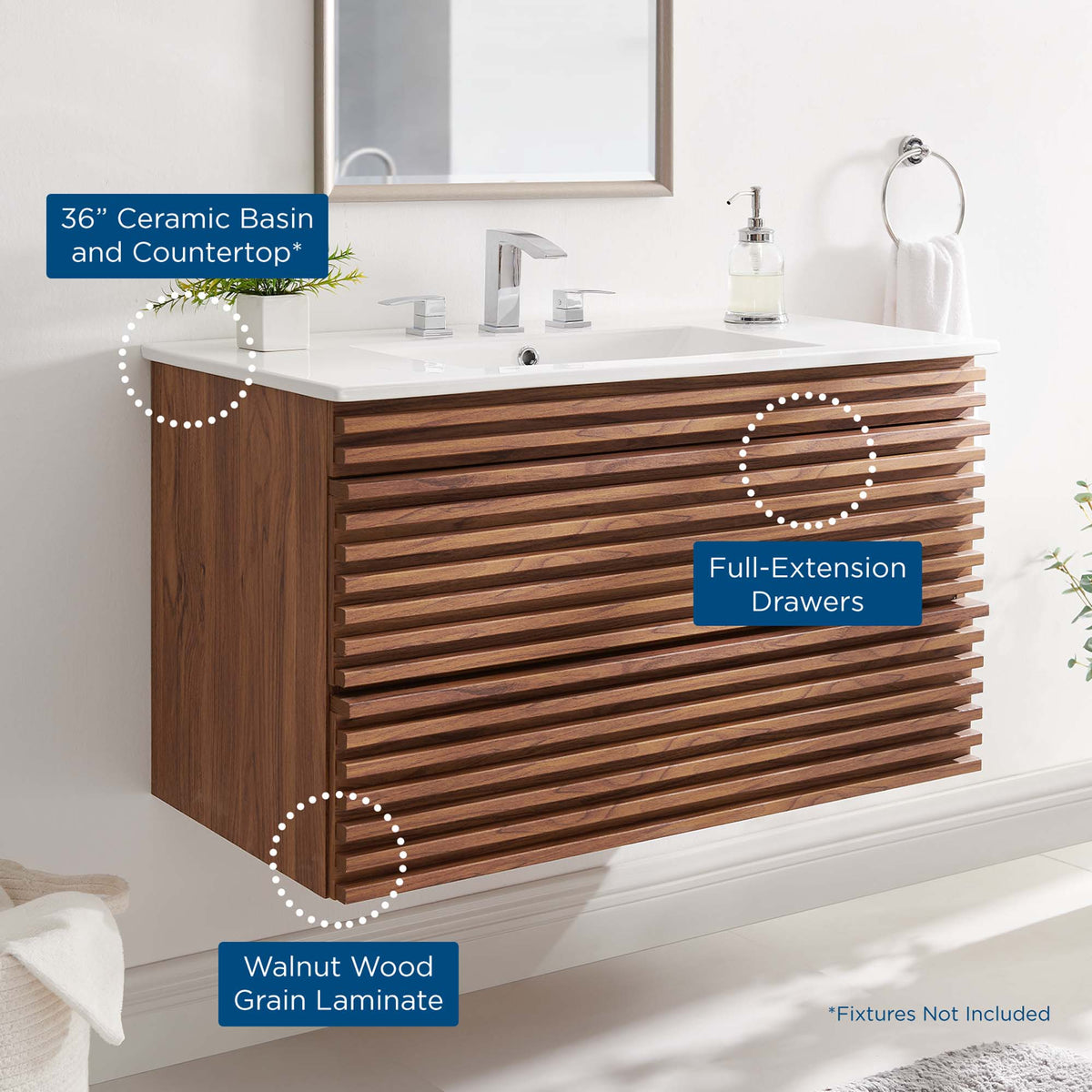 Render Wall-Mount Bathroom Vanity by Modway