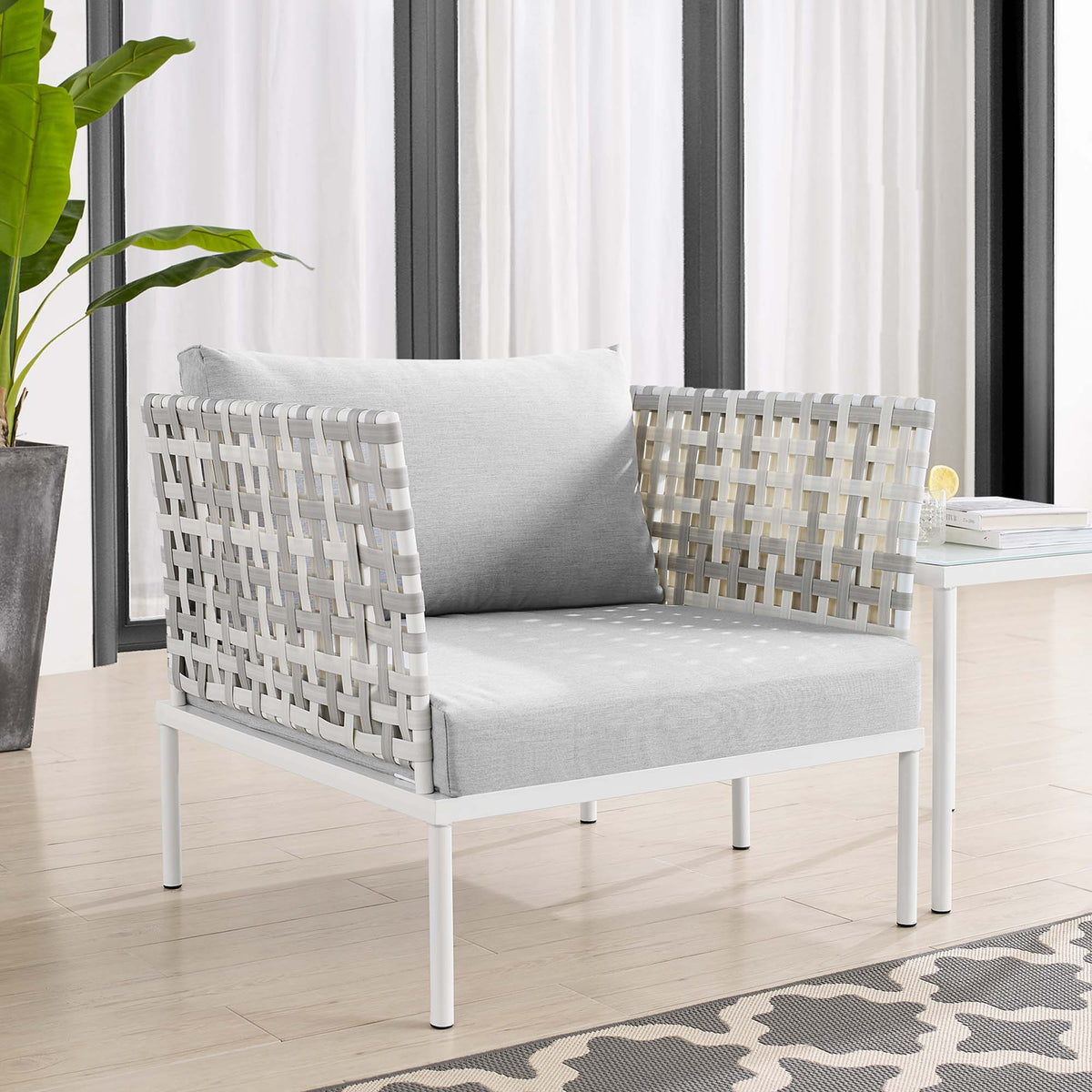 Harmony Sunbrella® Basket Weave Outdoor Patio Aluminum Armchair by Modway