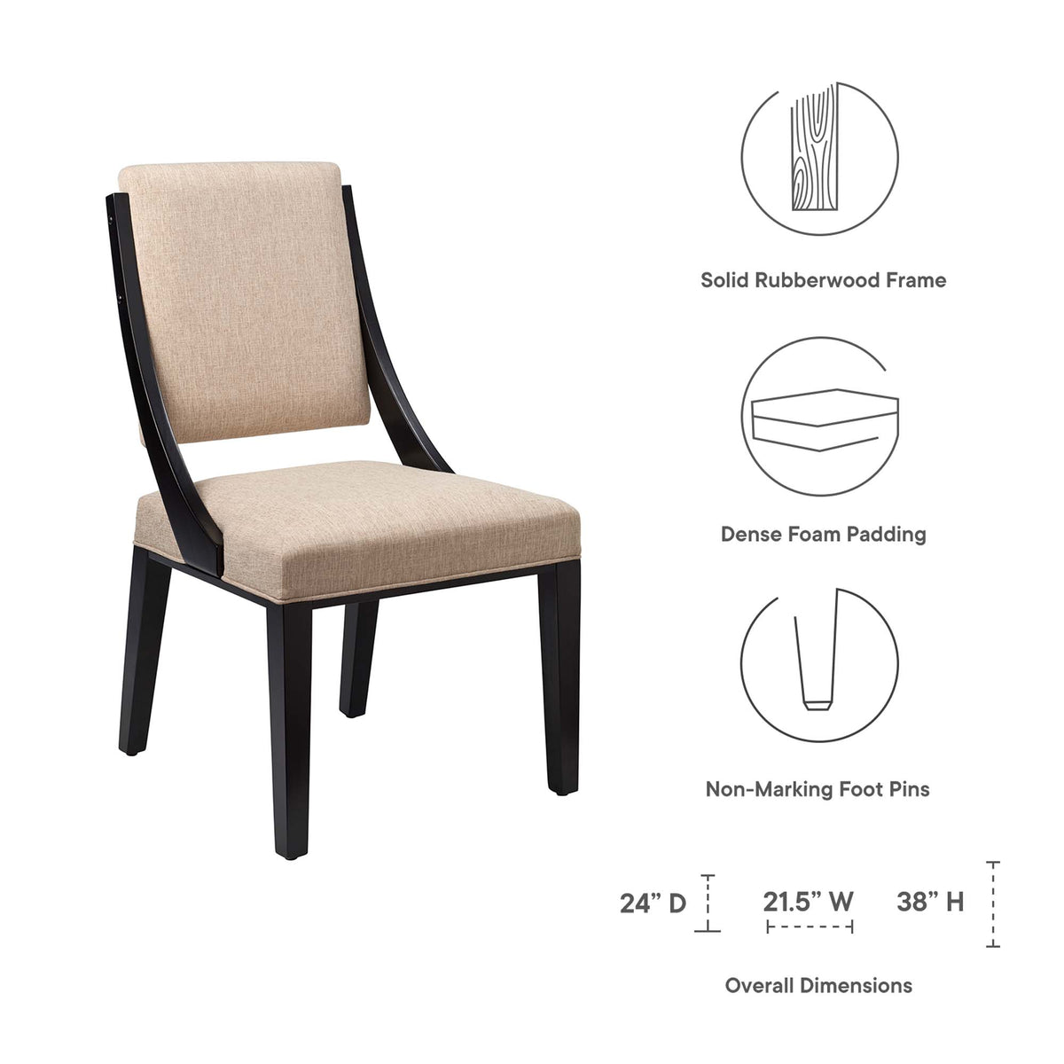 Cambridge Upholstered Fabric Dining Chairs Set of 2 by Modway