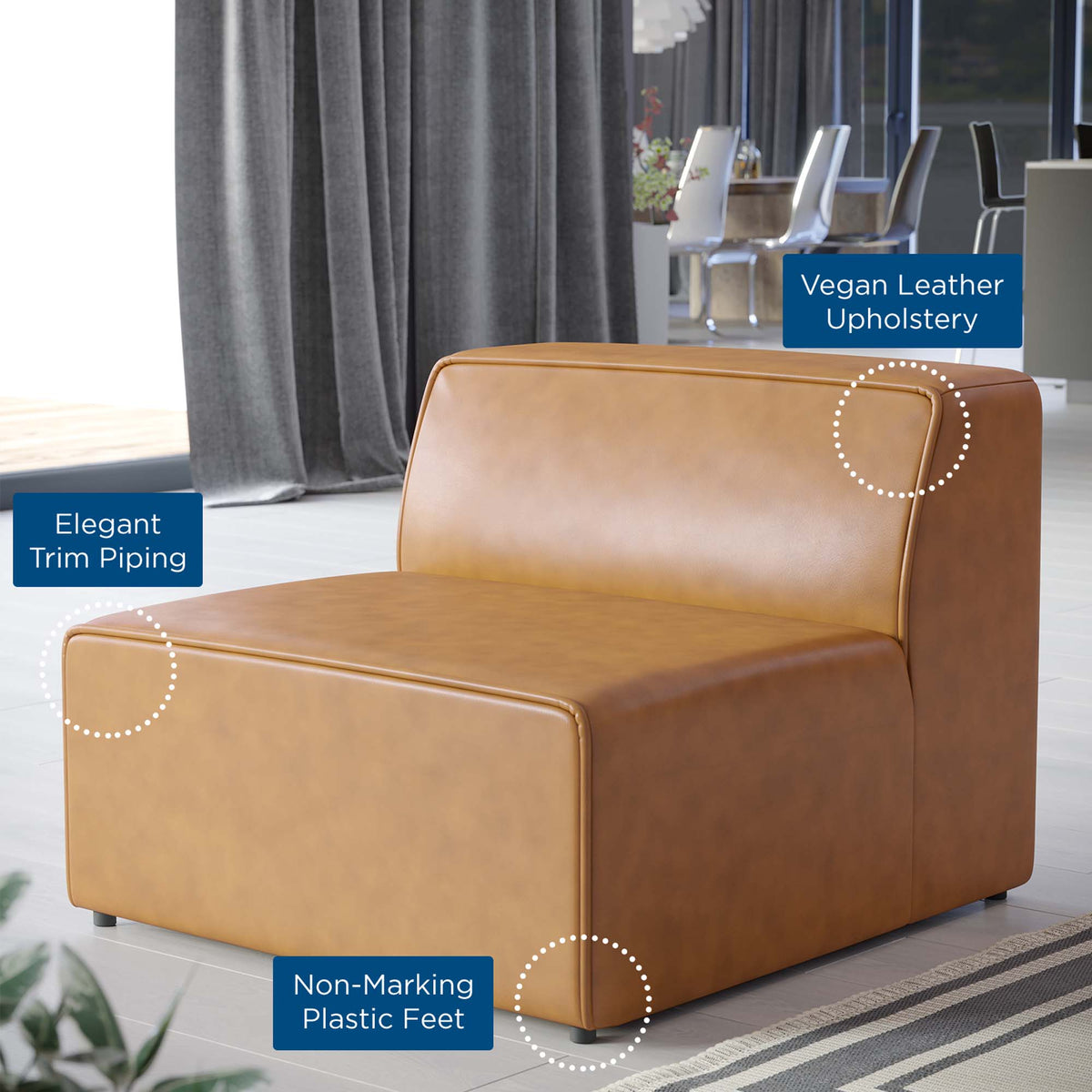 Mingle Vegan Leather Armless Chair by Modway
