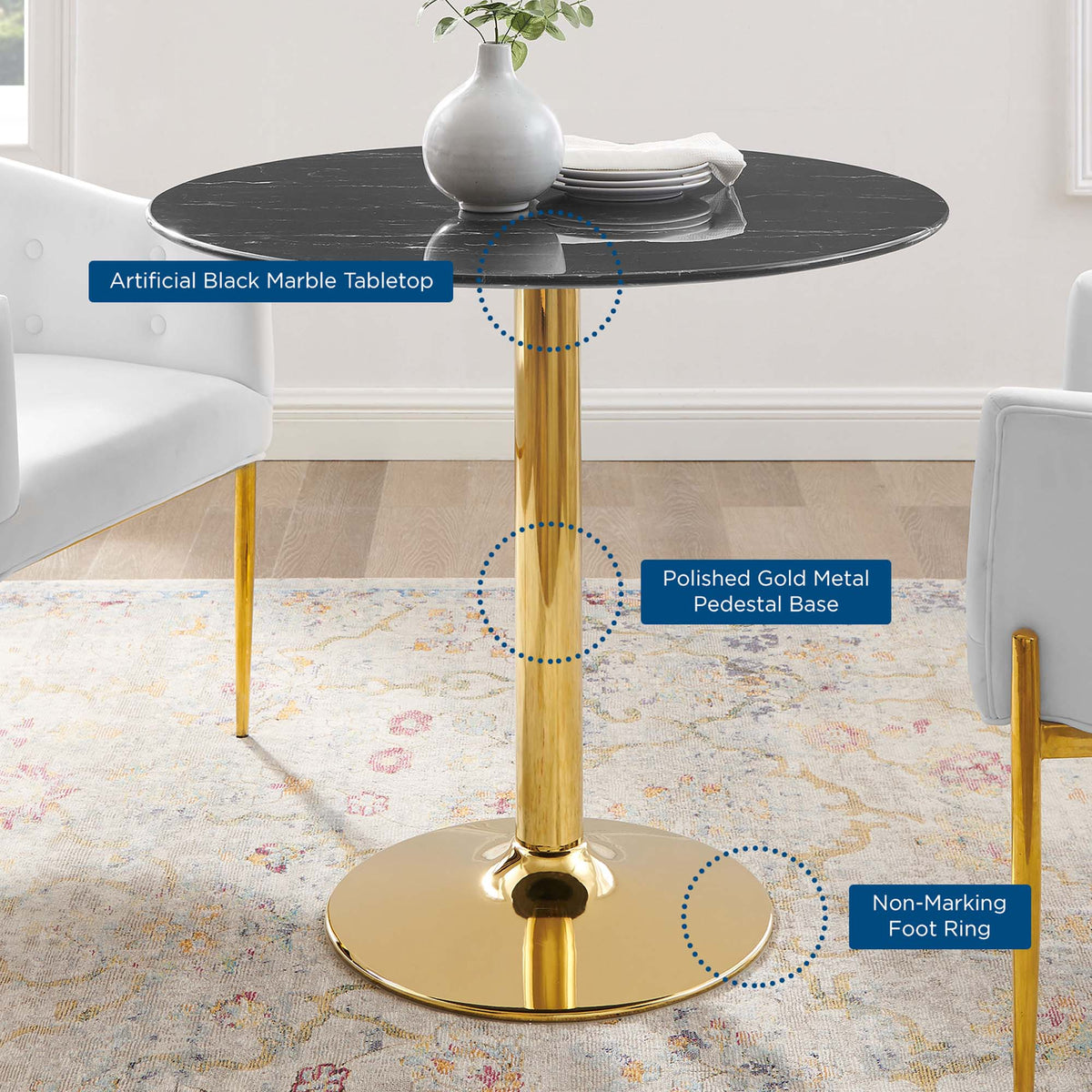 Verne Artificial Marble Dining Table by Modway