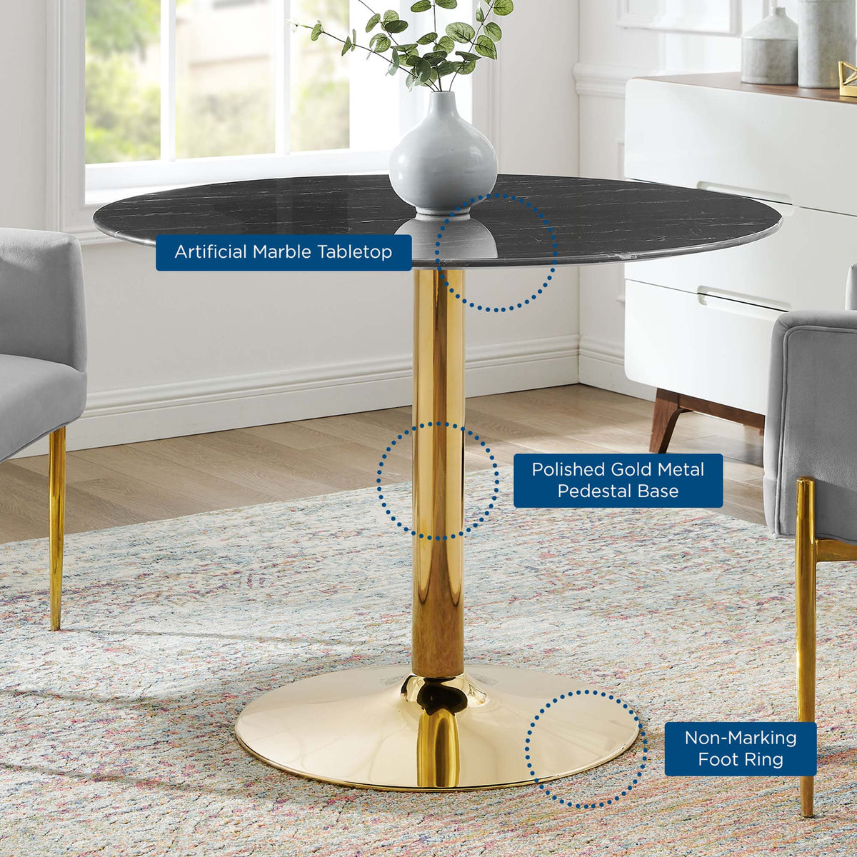 Verne Artificial Marble Dining Table by Modway