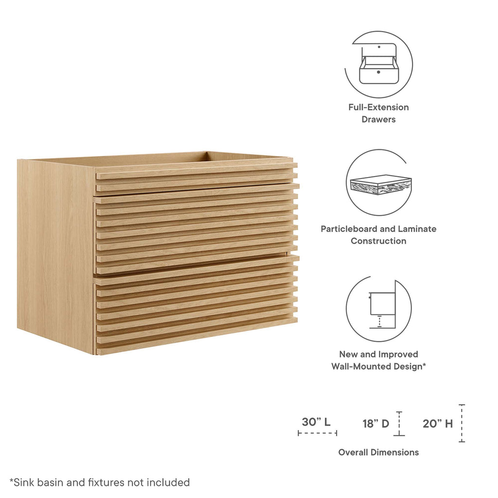 Render Wall-Mount Bathroom Vanity Cabinet (Sink Basin Not Included) by Modway