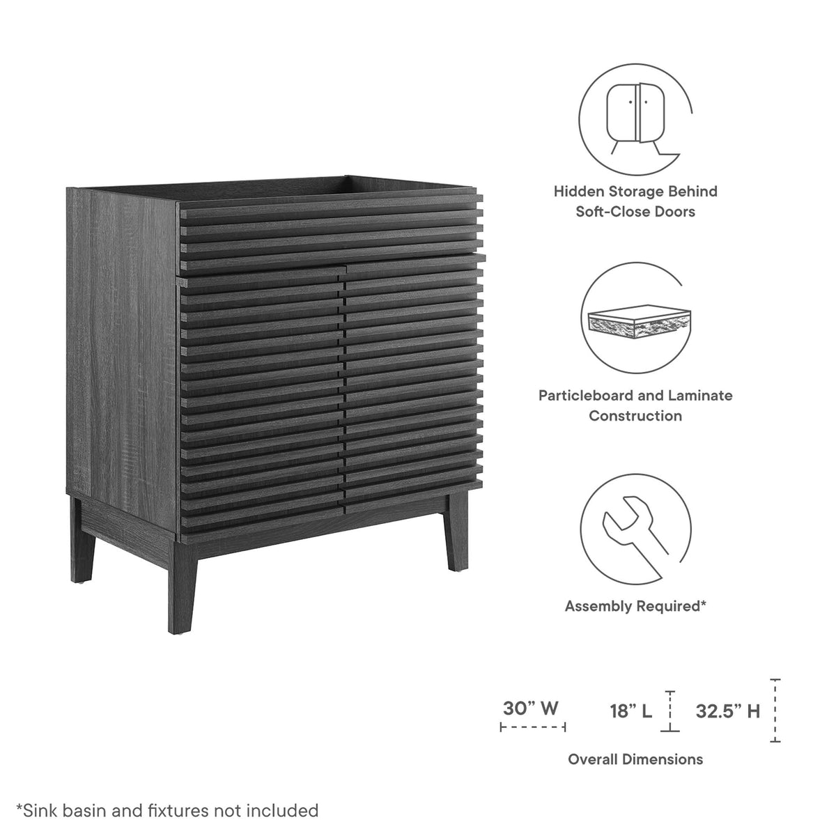Render Bathroom Vanity Cabinet (Sink Basin Not Included) by Modway