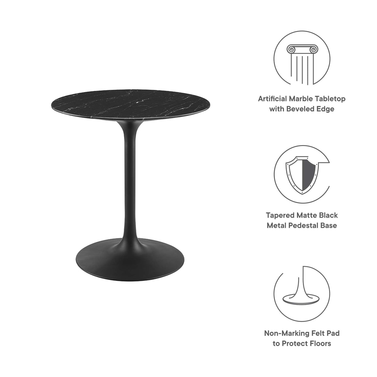 Lippa Round Faux Marble Dining Table by Modway