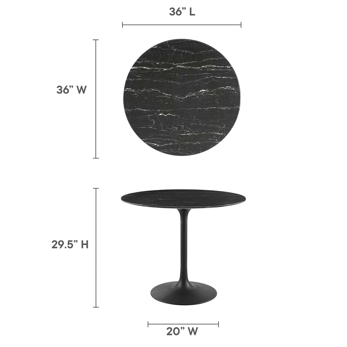 Lippa Round Faux Marble Dining Table by Modway