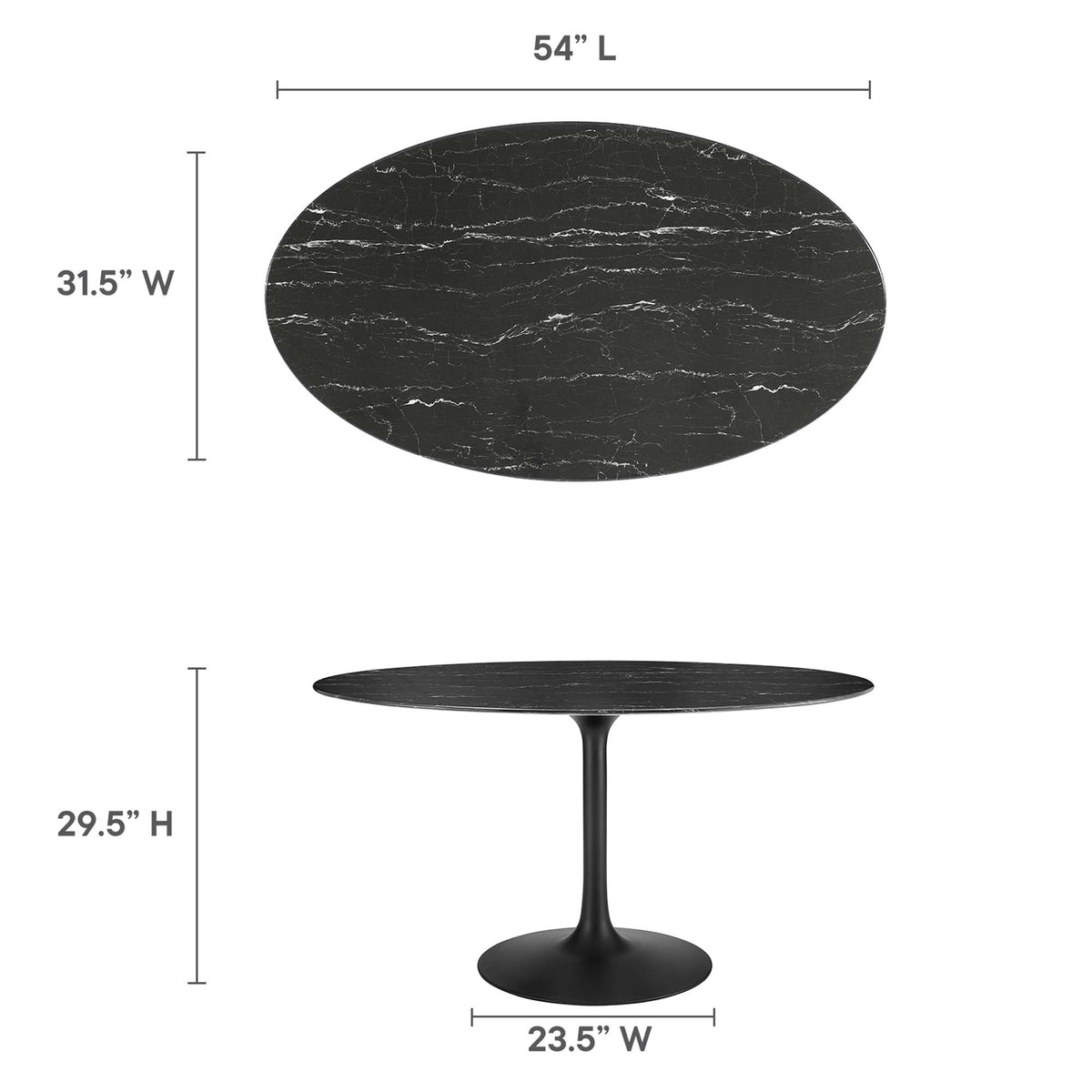 Lippa Oval Faux Marble Dining Table by Modway