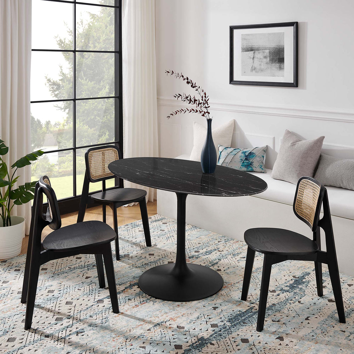 Lippa Oval Faux Marble Dining Table by Modway