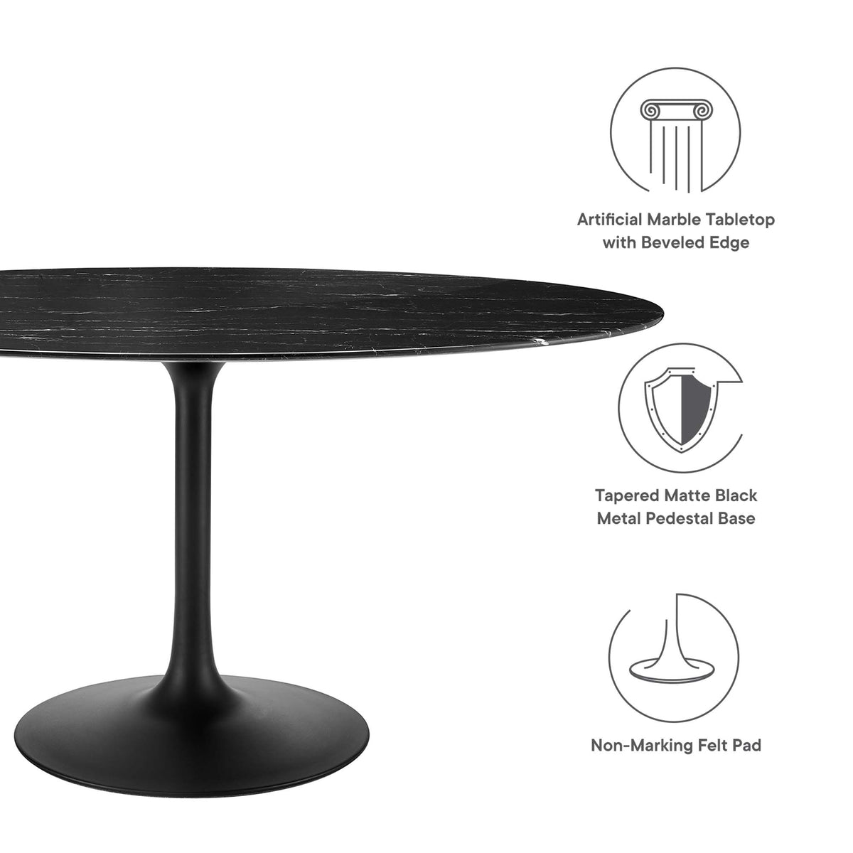 Lippa Oval Faux Marble Dining Table by Modway