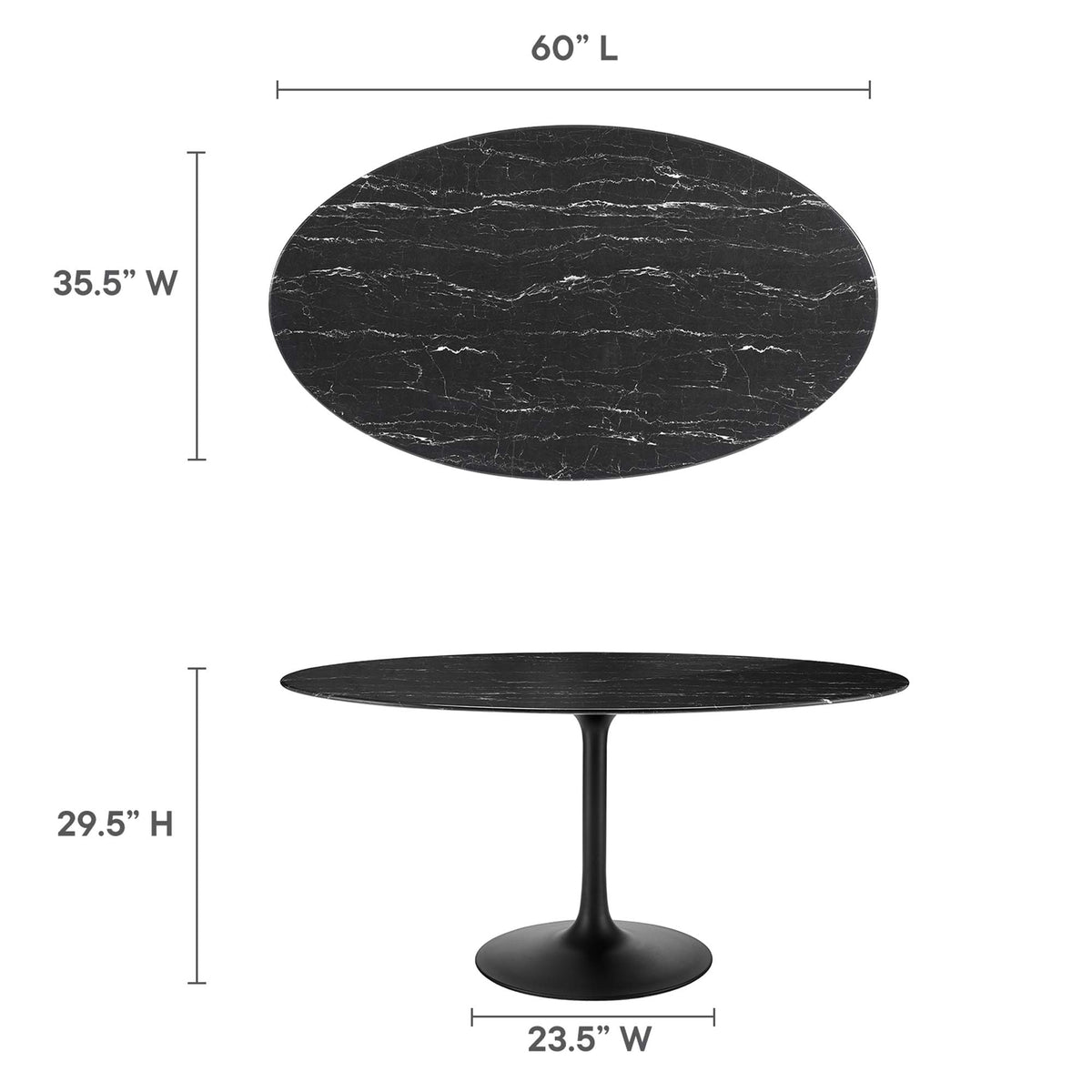 Lippa Oval Faux Marble Dining Table by Modway