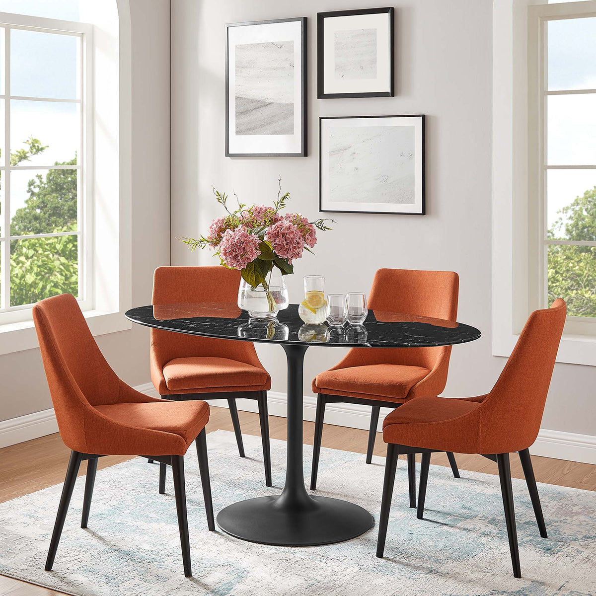 Lippa Oval Faux Marble Dining Table by Modway