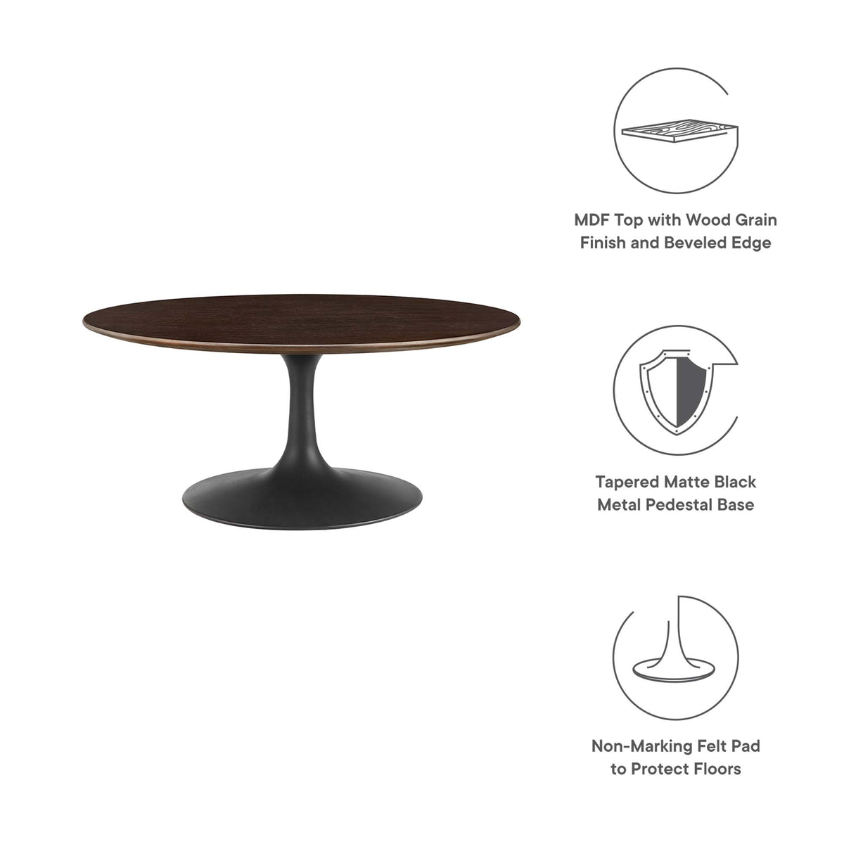 Lippa 36" Round Wood Coffee Table by Modway
