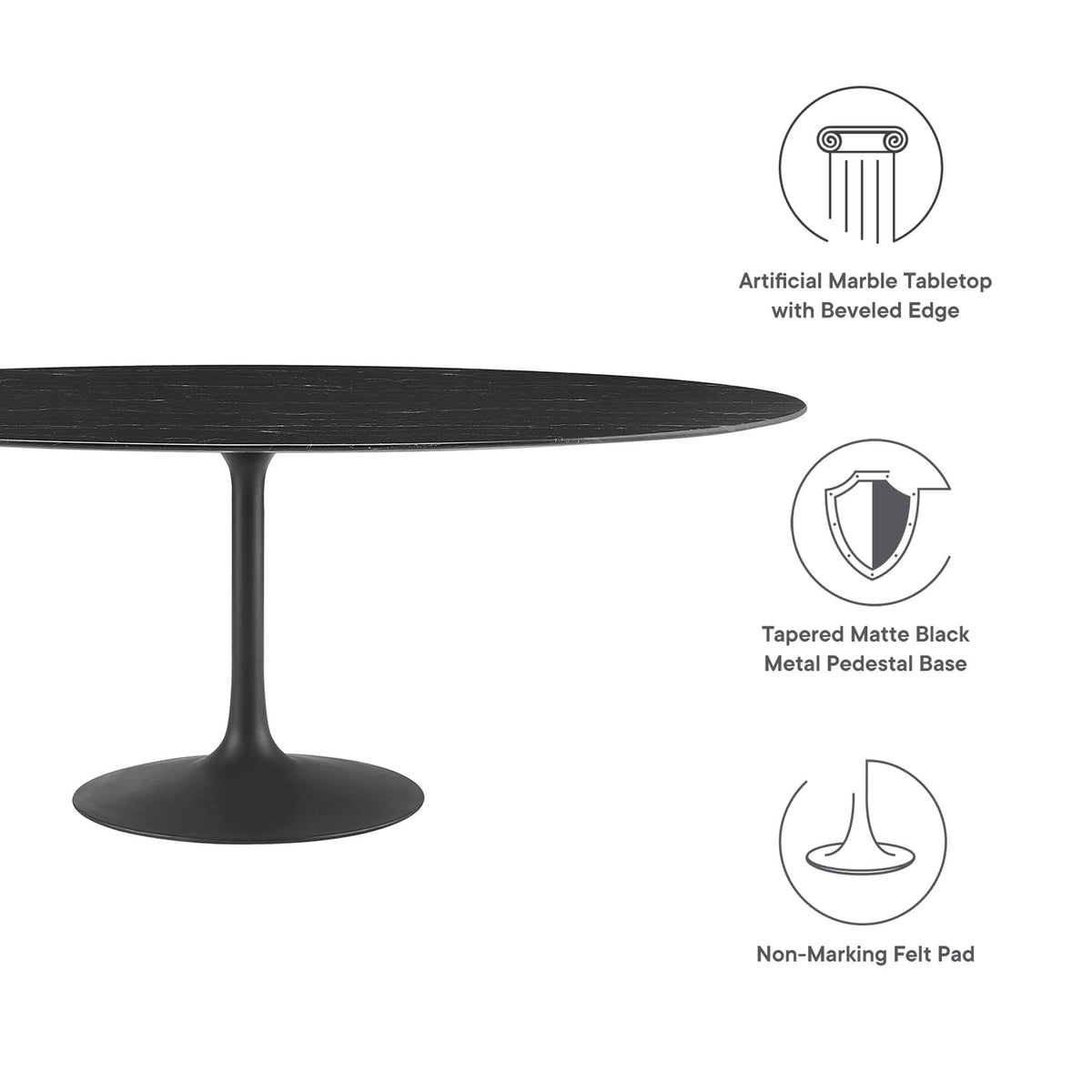 Lippa Oval Faux Marble Dining Table by Modway
