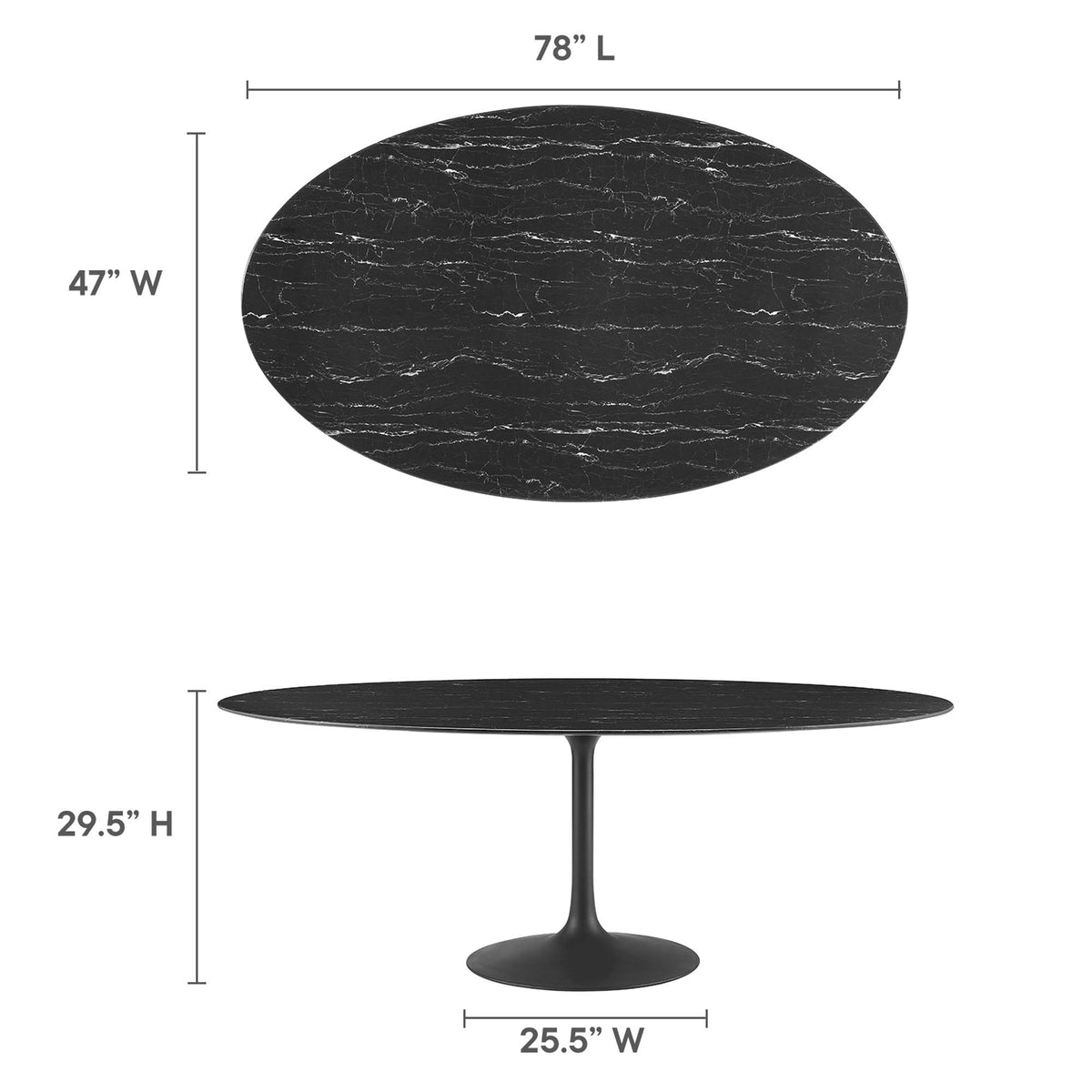 Lippa Oval Faux Marble Dining Table by Modway
