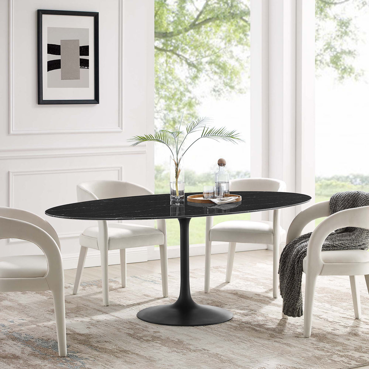 Lippa Oval Faux Marble Dining Table by Modway