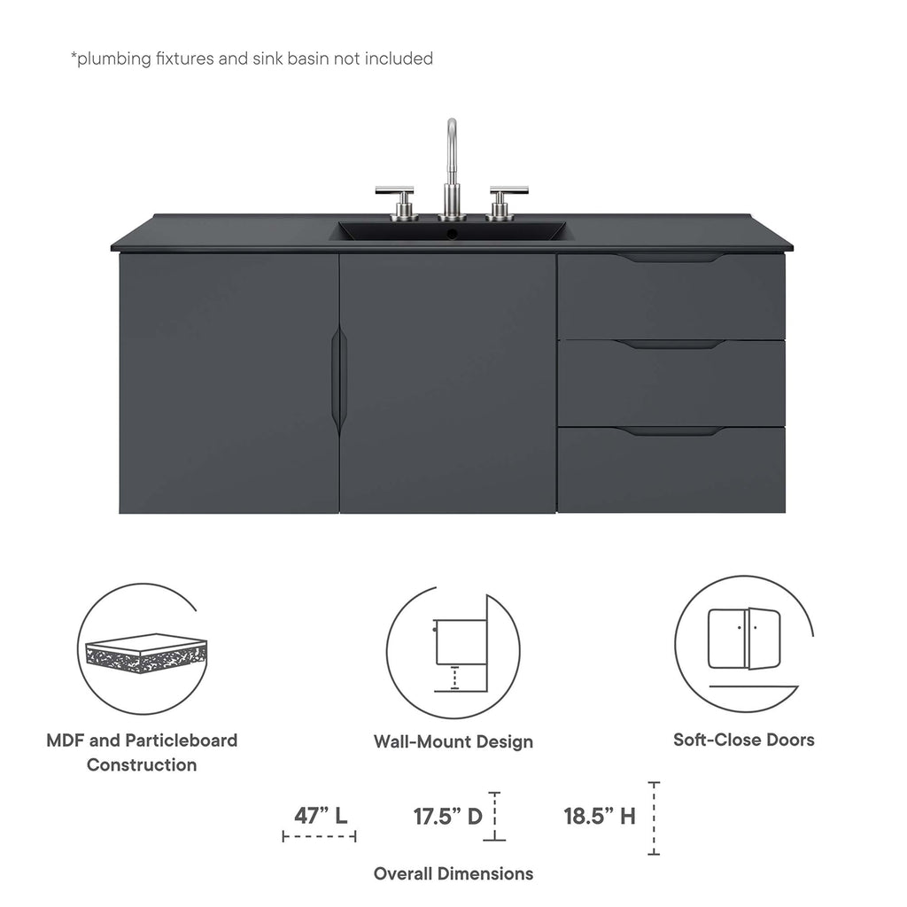 Vitality 48" Double or Single Sink Compatible (Not Included) Bathroom Vanity Cabinet by Modway