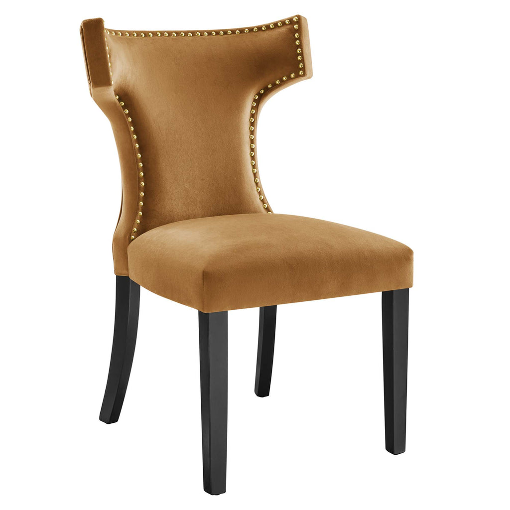 Curve Performance Velvet Dining Chairs Set of 2 by Modway