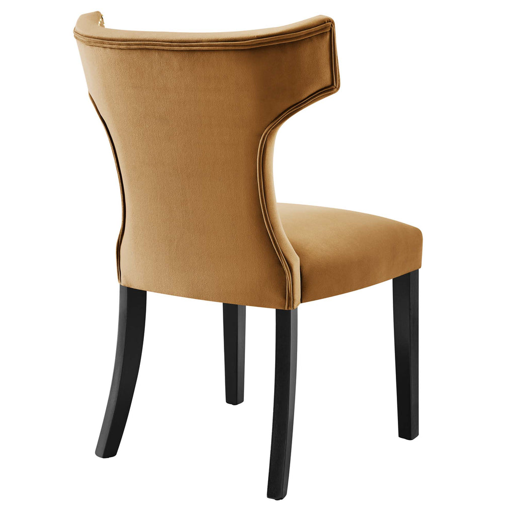 Curve Performance Velvet Dining Chairs Set of 2 by Modway