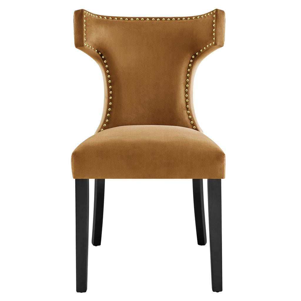 Curve Performance Velvet Dining Chairs Set of 2 by Modway