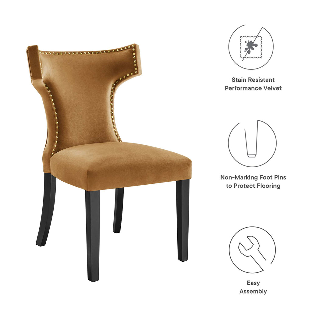 Curve Performance Velvet Dining Chairs Set of 2 by Modway