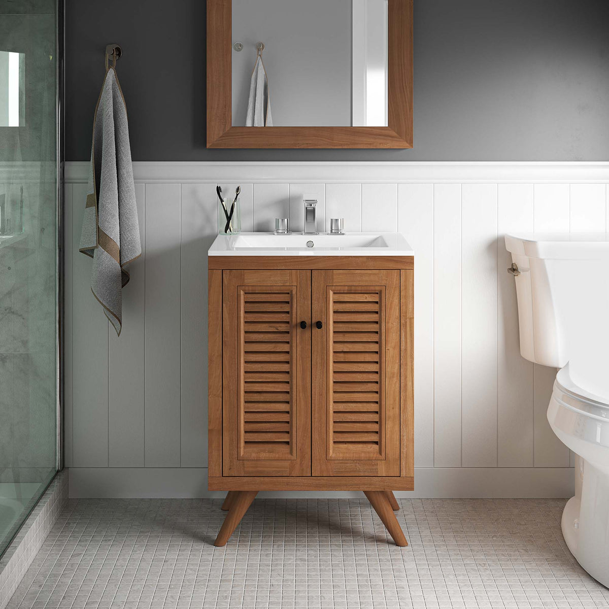 Birdie Teak Wood Bathroom Vanity Cabinet (Sink Basin Not Included) by Modway