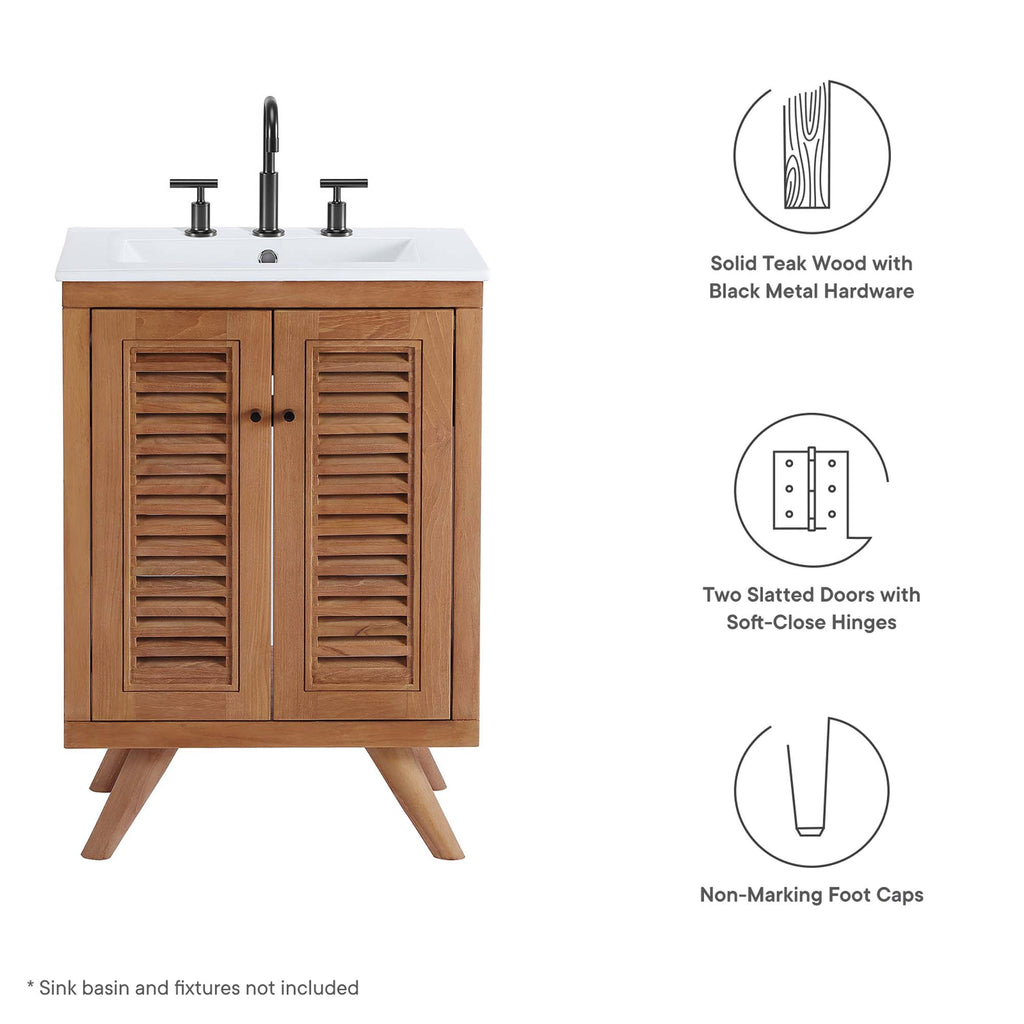Birdie Teak Wood Bathroom Vanity Cabinet (Sink Basin Not Included) by Modway