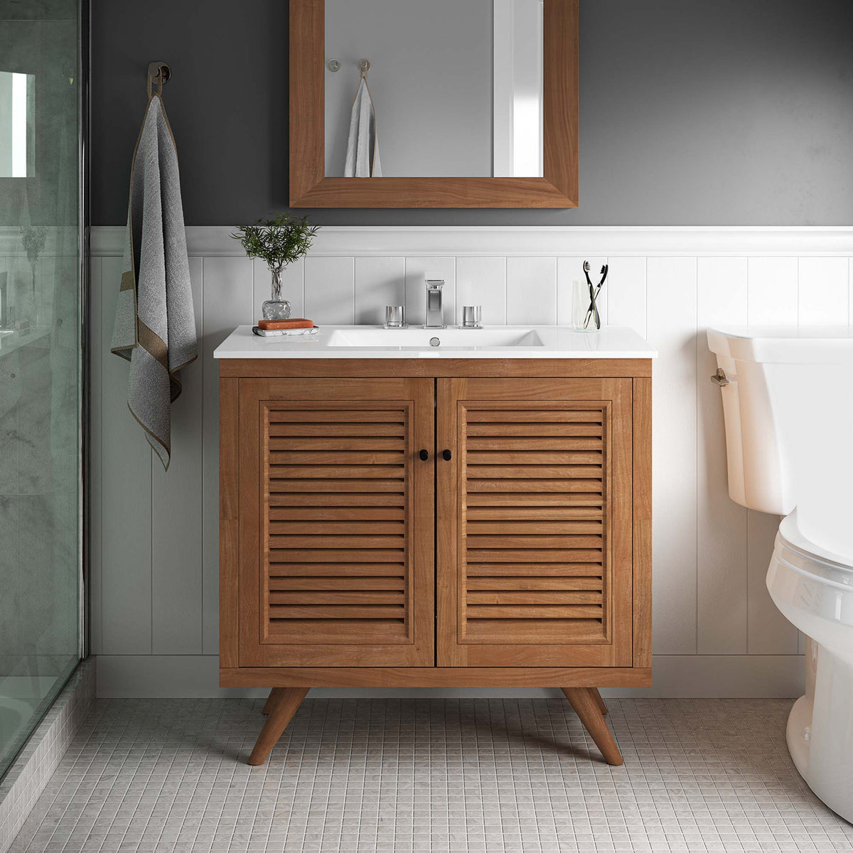 Birdie Teak Wood Bathroom Vanity Cabinet (Sink Basin Not Included) by Modway