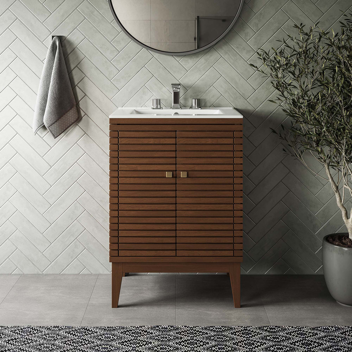 Ledger Wood Bathroom Vanity Cabinet (Sink Basin Not Included) by Modway