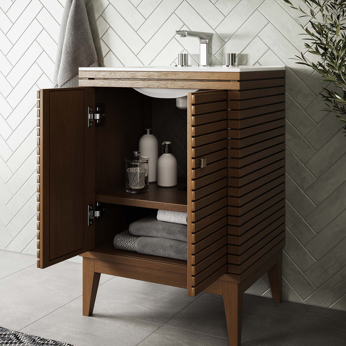 Ledger Wood Bathroom Vanity Cabinet (Sink Basin Not Included) by Modway