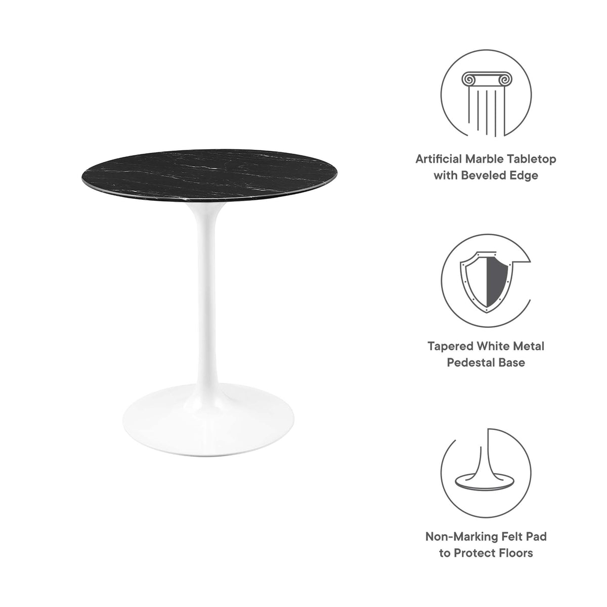 Lippa Round Faux Marble Dining Table by Modway