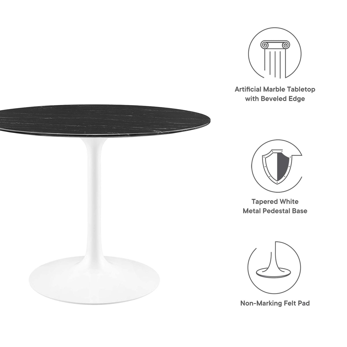 Lippa Round Faux Marble Dining Table by Modway