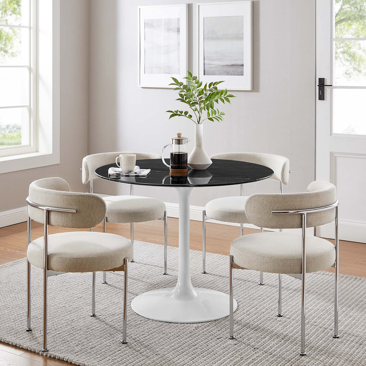 Lippa Round Faux Marble Dining Table by Modway