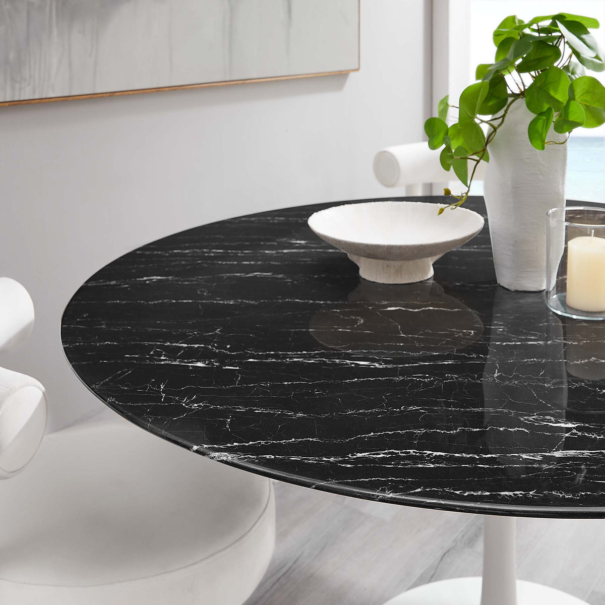 Lippa Round Faux Marble Dining Table by Modway