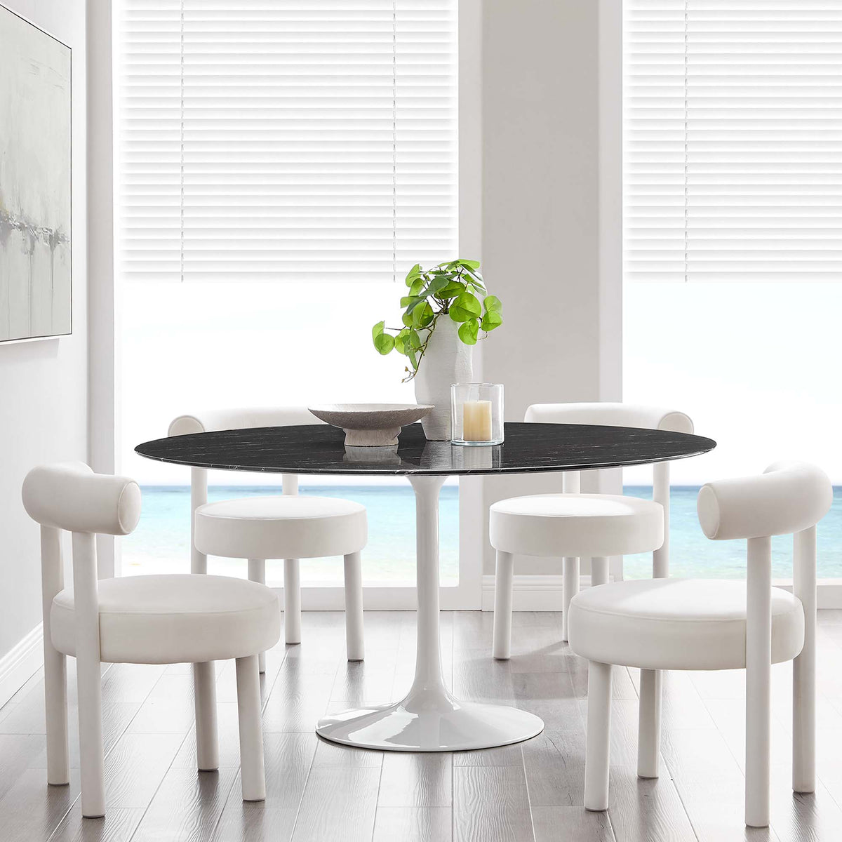 Lippa Round Faux Marble Dining Table by Modway