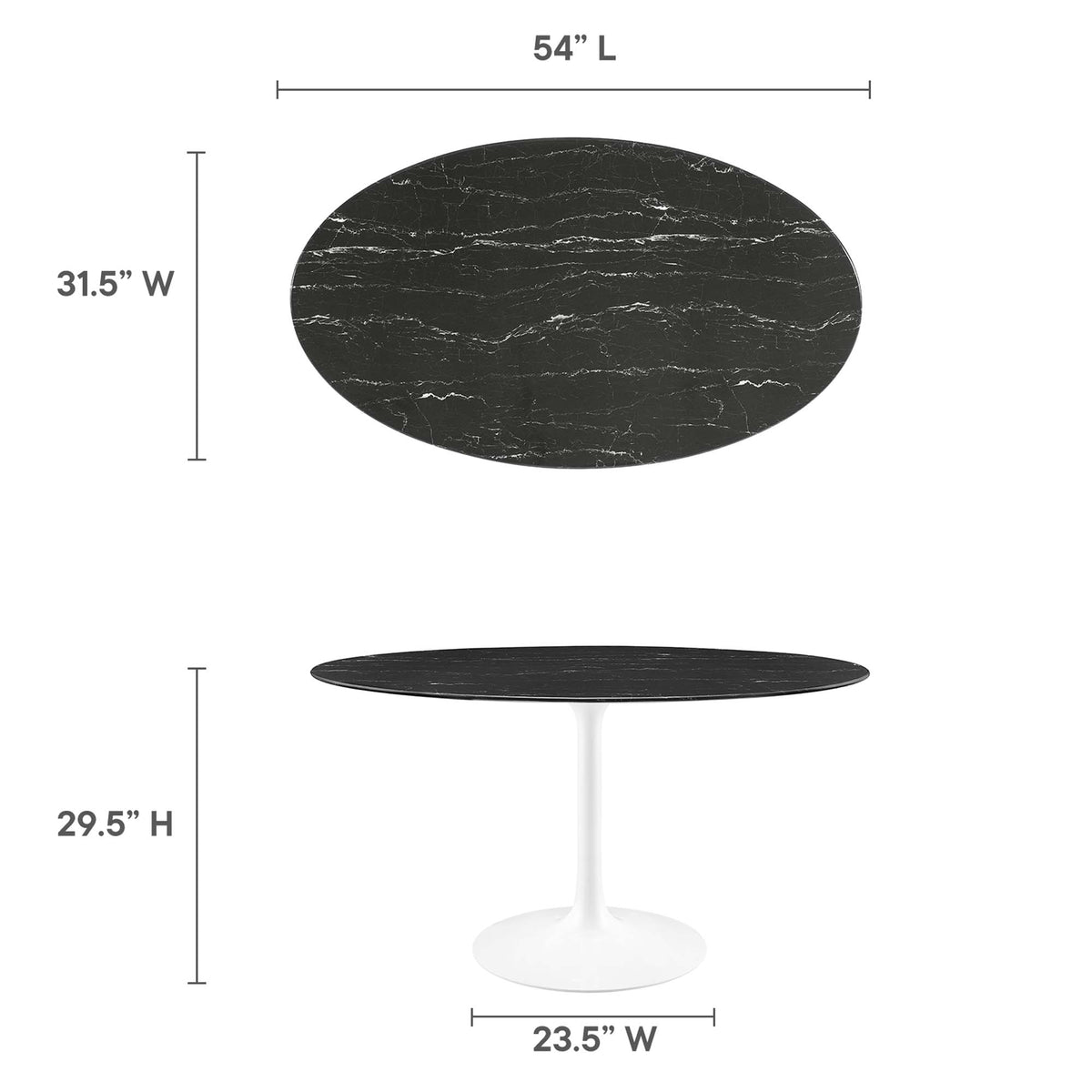Lippa Oval Faux Marble Dining Table by Modway
