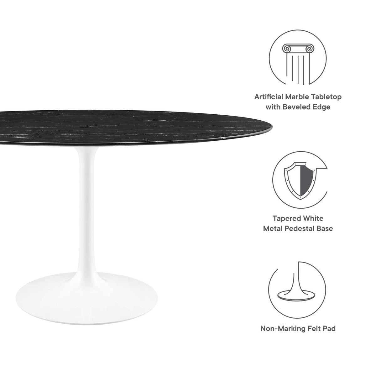 Lippa Oval Faux Marble Dining Table by Modway