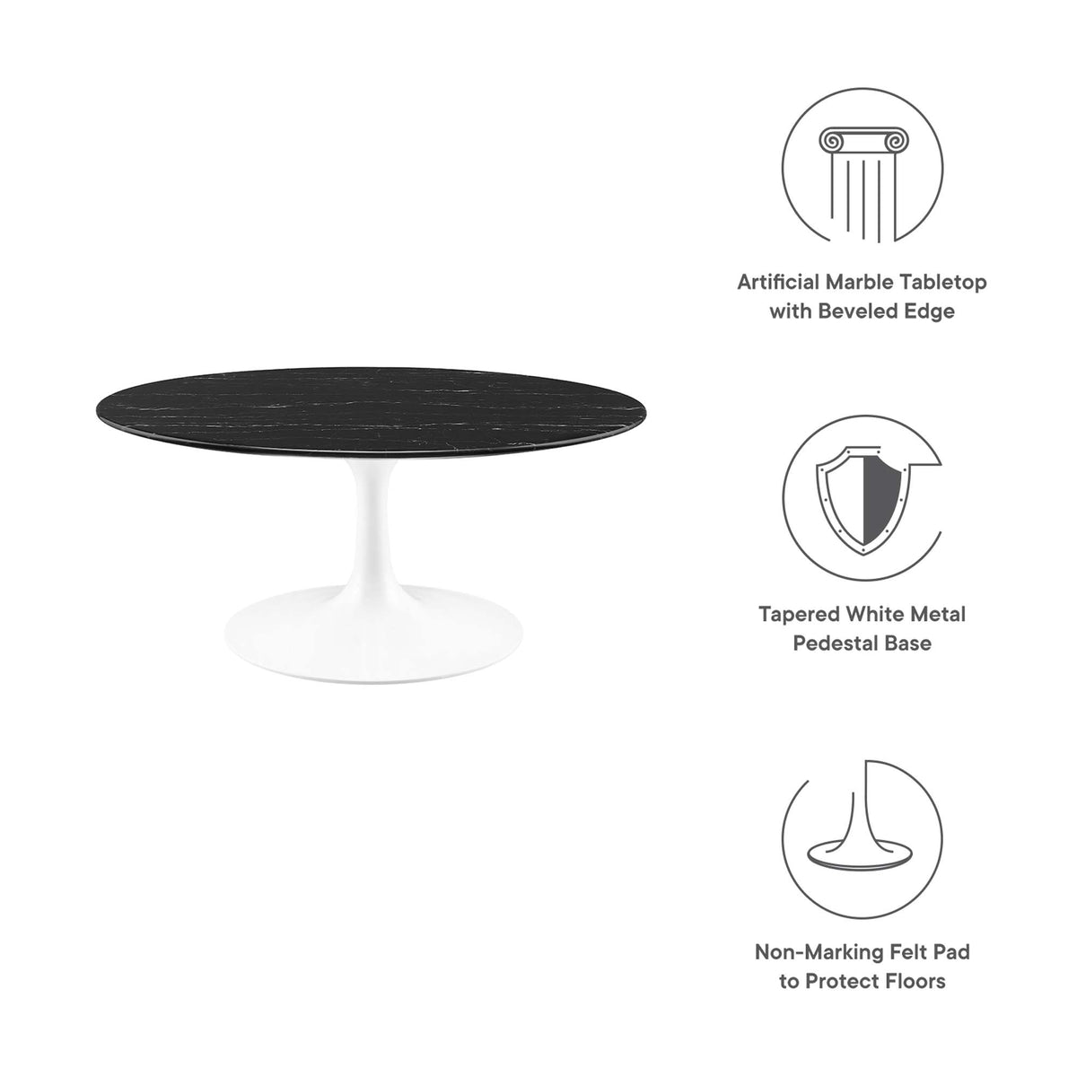 Lippa 36" Round Faux Marble Coffee Table by Modway