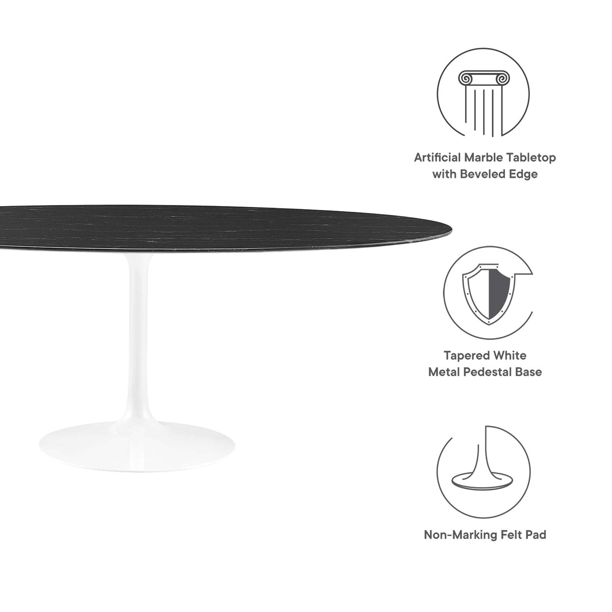 Lippa Oval Faux Marble Dining Table by Modway