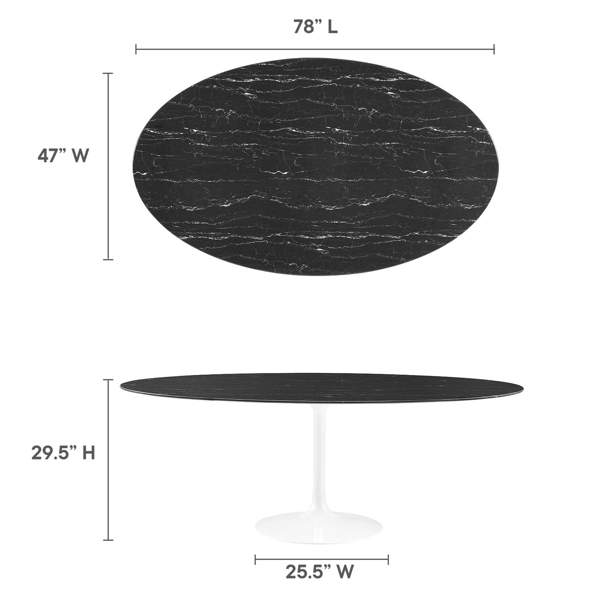 Lippa Oval Faux Marble Dining Table by Modway