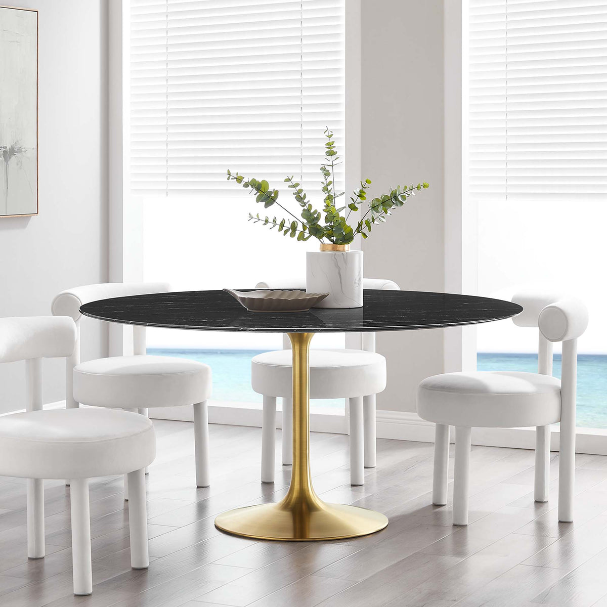 Lippa Round Faux Marble Dining Table by Modway