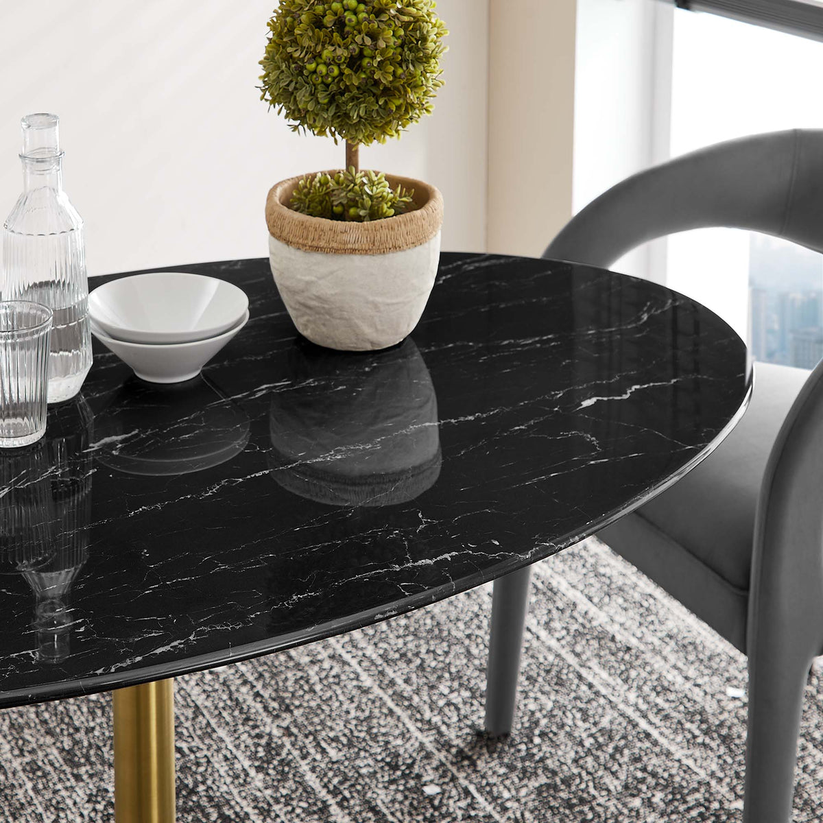 Lippa Oval Faux Marble Dining Table by Modway